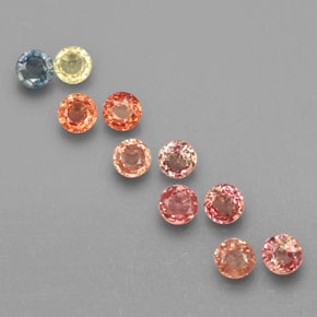 캐럿 천연 멀티컬러 사파이어 보석, 라운드 컷, 2.71 mm, VVS-VS