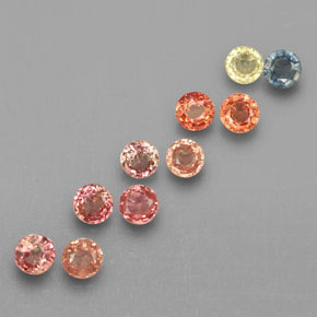 캐럿 천연 멀티컬러 사파이어 보석, 라운드 컷, 2.71 mm, VVS-VS
