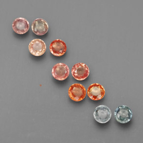캐럿 천연 멀티컬러 사파이어 보석, 라운드 컷, 2.67 mm, VS