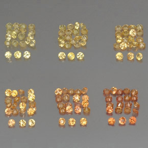 캐럿 천연 옐로우 오렌지 사파이어 보석, 라운드 컷, 1.36 mm, VVS-VS