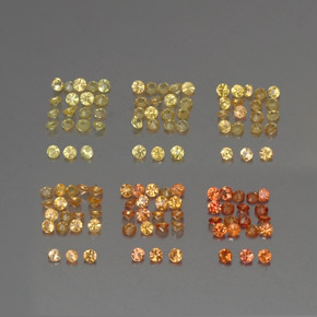 캐럿 천연 옐로우 오렌지 사파이어 보석, 라운드 컷, 1.30 mm, VVS-VS