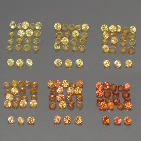 캐럿 천연 옐로우 오렌지 사파이어 보석, 라운드 컷, 1.30 mm, VVS-VS