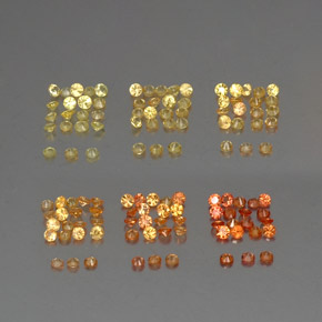 캐럿 천연 옐로우 오렌지 사파이어 보석, 라운드 컷, 1.30 mm, VVS-VS