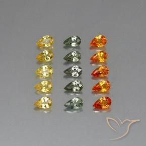 3.88캐럿 천연 멀티컬러 사파이어 보석, 배 모양, 4.9×3 mm, VVS