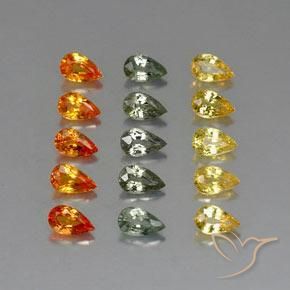 3.88캐럿 천연 멀티컬러 사파이어 보석, 배 모양, 4.9×3 mm, VVS