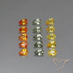 4.05캐럿 천연 멀티컬러 사파이어 보석, 배 모양, 4.9×3 mm, VVS-VS