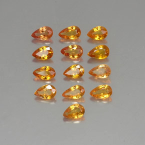 3.77캐럿 천연 옐로우 오렌지 사파이어 보석, 배 모양, 5.2×2.9 mm, VVS-VS