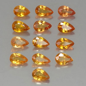 3.77캐럿 천연 옐로우 오렌지 사파이어 보석, 배 모양, 5.2×2.9 mm, VVS-VS