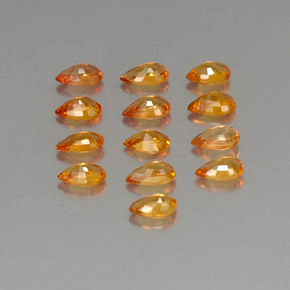 3.77캐럿 천연 옐로우 오렌지 사파이어 보석, 배 모양, 5.2×2.9 mm, VVS-VS