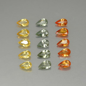 3.20캐럿 천연 멀티컬러 사파이어 보석, 배 모양, 4.9×3 mm, VVS-VS