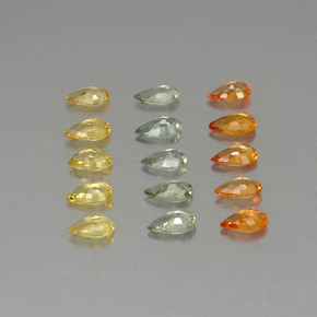 3.20캐럿 천연 멀티컬러 사파이어 보석, 배 모양, 4.9×3 mm, VVS-VS