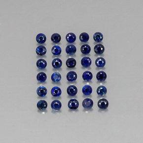 캐럿 천연 딥 블루 사파이어 보석, 라운드 컷, 2.05 mm, VVS-VS
