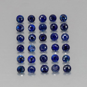 캐럿 천연 딥 블루 사파이어 보석, 라운드 컷, 2.05 mm, VVS-VS
