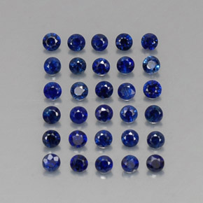 캐럿 천연 딥 블루 사파이어 보석, 라운드 컷, 1.98 mm, VVS-VS
