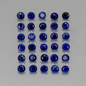 캐럿 천연 딥 블루 사파이어 보석, 라운드 컷, 2.00 mm, VVS-VS
