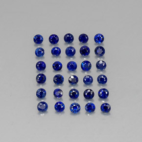 캐럿 천연 딥 블루 사파이어 보석, 라운드 컷, 1.97 mm, VVS-VS