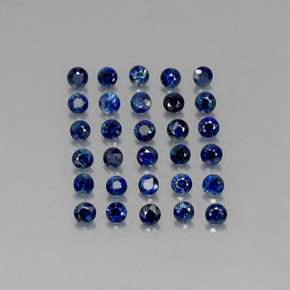 캐럿 천연 딥 블루 사파이어 보석, 라운드 컷, 1.99 mm, VVS-VS