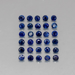 캐럿 천연 딥 블루 사파이어 보석, 라운드 컷, 2.04 mm, VVS-VS