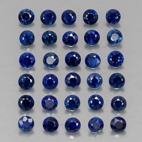 캐럿 천연 딥 블루 사파이어 보석, 라운드 컷, 2.04 mm, VVS-VS