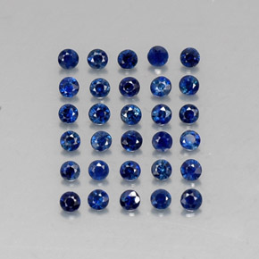 캐럿 천연 딥 블루 사파이어 보석, 라운드 컷, 1.95 mm, VVS-VS