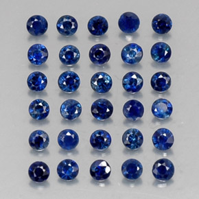 캐럿 천연 딥 블루 사파이어 보석, 라운드 컷, 1.95 mm, VVS-VS