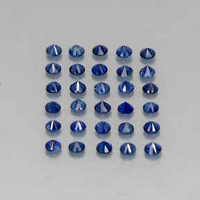 캐럿 천연 딥 블루 사파이어 보석, 라운드 컷, 1.95 mm, VVS-VS