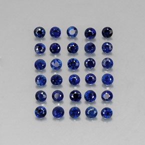 캐럿 천연 딥 블루 사파이어 보석, 라운드 컷, 2.03 mm, VVS-VS