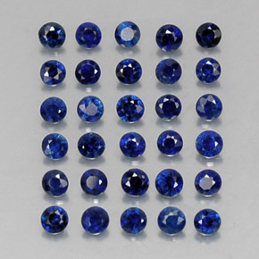 캐럿 천연 딥 블루 사파이어 보석, 라운드 컷, 2.03 mm, VVS-VS