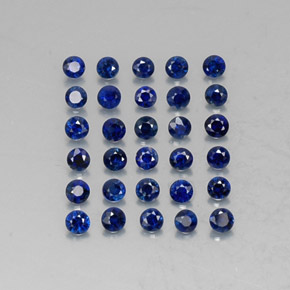 캐럿 천연 딥 블루 사파이어 보석, 라운드 컷, 2.00 mm, VVS-VS
