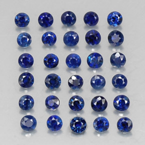캐럿 천연 딥 블루 사파이어 보석, 라운드 컷, 2.01 mm, VVS-VS