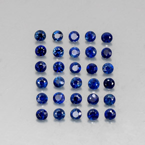 캐럿 천연 딥 블루 사파이어 보석, 라운드 컷, 1.94 mm, VVS-VS