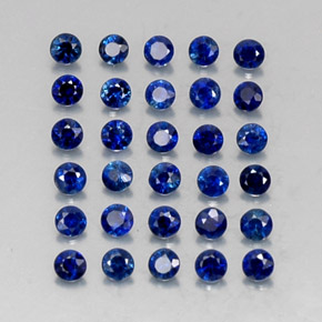 캐럿 천연 딥 블루 사파이어 보석, 라운드 컷, 1.94 mm, VVS-VS