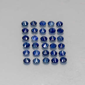 캐럿 천연 딥 블루 사파이어 보석, 라운드 컷, 1.94 mm, VVS-VS