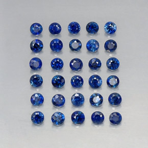 캐럿 천연 딥 블루 사파이어 보석, 라운드 컷, 1.96 mm, VVS-VS