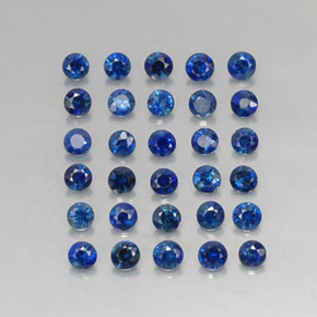 캐럿 천연 딥 블루 사파이어 보석, 라운드 컷, 1.97 mm, VVS-VS