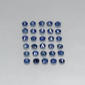 캐럿 천연 딥 블루 사파이어 보석, 라운드 컷, 1.97 mm, VVS-VS