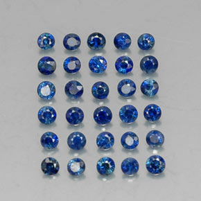 캐럿 천연 딥 블루 사파이어 보석, 라운드 컷, 1.94 mm, VVS-VS