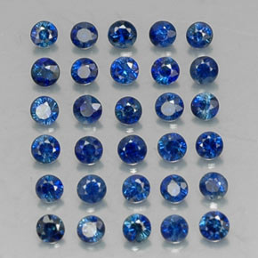 캐럿 천연 딥 블루 사파이어 보석, 라운드 컷, 1.94 mm, VVS-VS