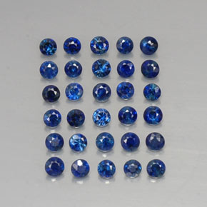 캐럿 천연 딥 블루 사파이어 보석, 라운드 컷, 1.95 mm, VVS-VS