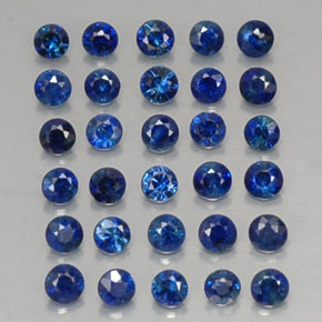 캐럿 천연 딥 블루 사파이어 보석, 라운드 컷, 1.95 mm, VVS-VS