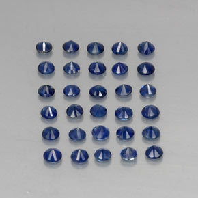 캐럿 천연 딥 블루 사파이어 보석, 라운드 컷, 1.95 mm, VVS-VS