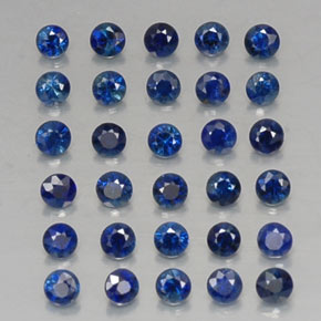캐럿 천연 딥 블루 사파이어 보석, 라운드 컷, 2.00 mm, VVS-VS