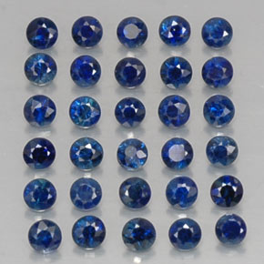 캐럿 천연 딥 블루 사파이어 보석, 라운드 컷, 2.07 mm, VVS-VS