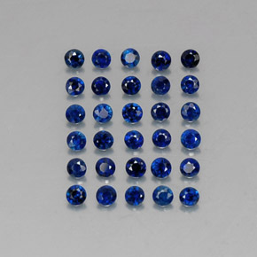 캐럿 천연 딥 블루 사파이어 보석, 라운드 컷, 1.94 mm, VVS-VS