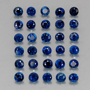 캐럿 천연 딥 블루 사파이어 보석, 라운드 컷, 1.94 mm, VVS-VS