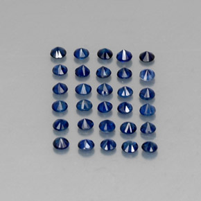 캐럿 천연 딥 블루 사파이어 보석, 라운드 컷, 1.94 mm, VVS-VS