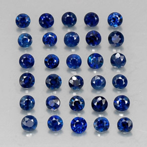 캐럿 천연 딥 블루 사파이어 보석, 라운드 컷, 2.02 mm, VVS-VS