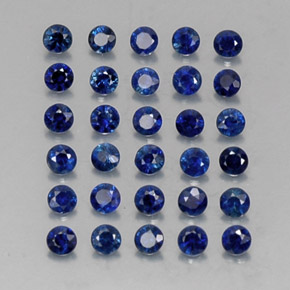 캐럿 천연 딥 블루 사파이어 보석, 라운드 컷, 2.04 mm, VVS-VS