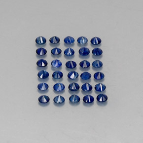 캐럿 천연 딥 블루 사파이어 보석, 라운드 컷, 2.04 mm, VVS-VS