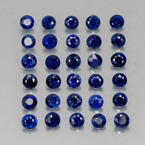 캐럿 천연 딥 블루 사파이어 보석, 라운드 컷, 1.94 mm, VVS-VS